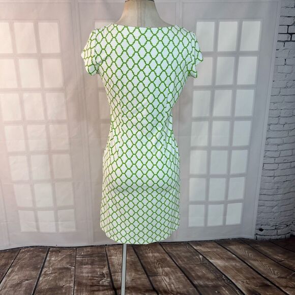 J McLaughlin white green geometric print cap sleeve sundress size small - Picture 5 of 10